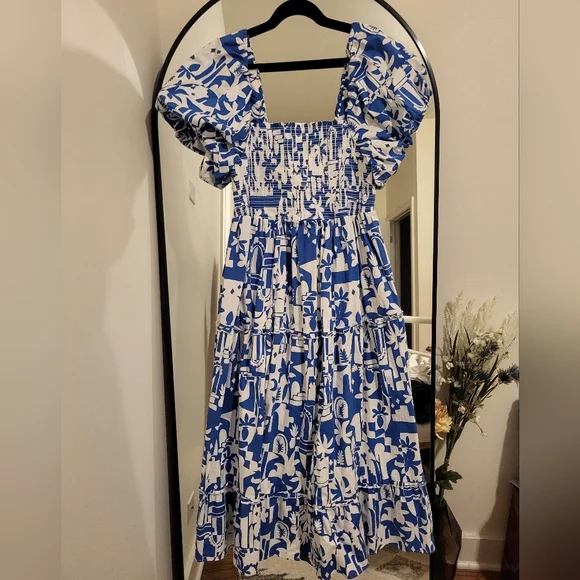 Show Me Your Mumu Blue and White Santorini Escape Printed Women's Dress - Picture 4 of 5